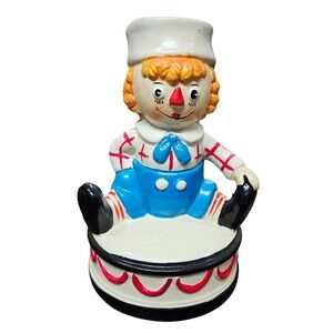 Vintage Artmark Raggedy Andy Chalkware Music Box‎ Plays "This Old Man"